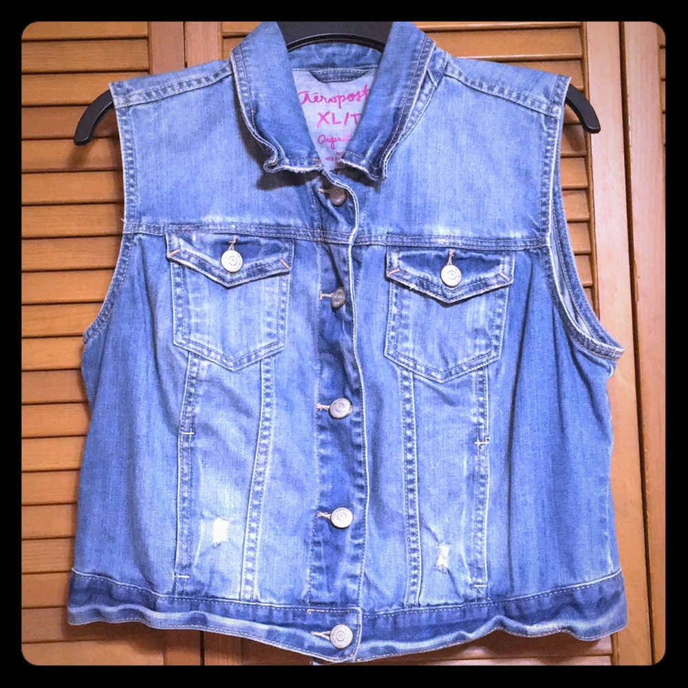Aeropostale denim jean jacket vest XL juniors
